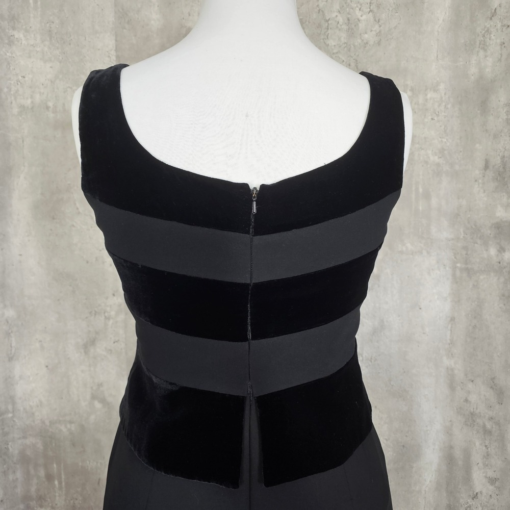 Jones New York Evening Black Velvet Stripe Formal Gown Dress Size 6 Long Elegant - Picture 7 of 9